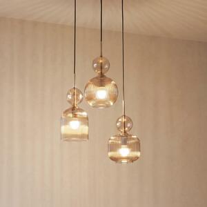 TK Lighting Висяща лампа „София“, с 3 лампи, Ø 41 см, коняк/черно, E14, Затъмняване, Сив, Дневна/трапезария, Стъкло