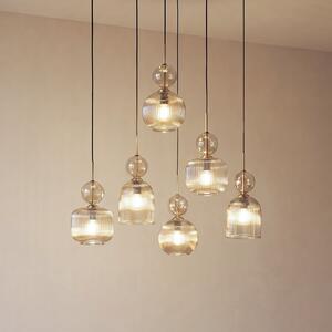 TK Lighting Висяща лампа „София“, с 6 лампи, 65 см, коняк/черно, E14, Затъмняване, Сив, Дневна/трапезария, Стъкло