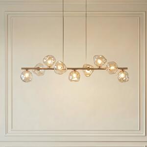 TK Lighting Висяща лампа „Лава“, бежова, с 9 лампи, стъкло, дължина 116 см, G9, Затъмняване, Бежов, Дневна/трапезария, Стъкло