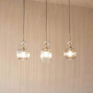 TK Lighting Висяща лампа „София“, с 3 лампи, 65 см, коняк/черно, E14, Затъмняване, Сив, Дневна/трапезария, Стъкло