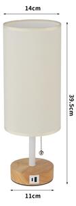 Brilagi - Настолна лампа с USB порт TABLON 1xE27/25W/230V дъб/бял/крем