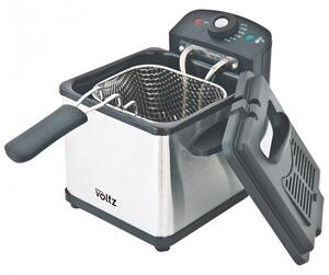 Мини фритюрник Oliver Voltz OV51980CG, 1000W, 1.2 л, 0-190°C, Неръждаема стомана, Светлинни индикатори, Инокс/черен