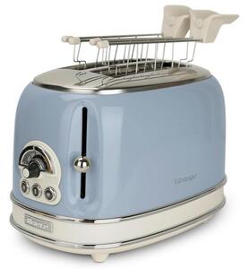 Тостер за хляб Ariete VINTAGE 0155/05, 810W, 2 филии, 3 функции, 6 степени, Подвижна тава за трохи, Син