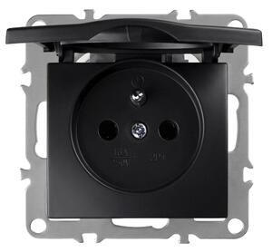 Единичен контакт със заземяване и капаче OSTE JNH005-G Black
