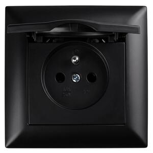 Единичен контакт със заземяване и капаче с рамка OSTE JNH005-G Black