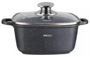 Тенджера за фурна и котлон Kinghoff KH 1601, 20x20 см, 2.8 л, Мраморно покритие, Индукция, Черен