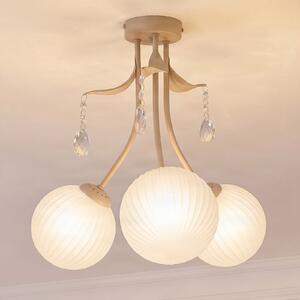 Milagro Lighting Таванска лампа „Celeste“, цвят таупе, Ø 40 см, метал, с 3 крила., Затъмняване, Злато / месинг, Дневна/трапезария, Метал