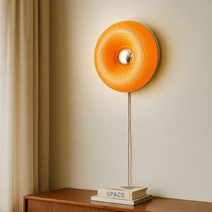 Lindby LED настолна/стена лампа Fjora, оранжева/хром, Ø30cm, дим., Затъмняване, Оранжев, Дневна/трапезария, Стъкло, Дизайн