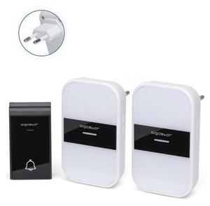 Aigostar - К-кт 2x Безжичен звънец за контакт 230V IP44 бял/черен
