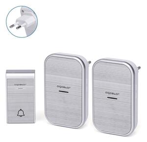 Aigostar - К-кт 2x Безжичен звънец за контакт 230V IP44 сребрист