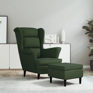 Sonata H Фотьойл Wingback с табуретка, тъмнозелена, кадифе