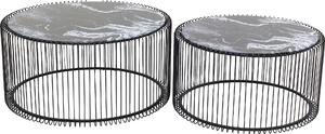 Помощна маса Wire Glass Marble Black (2/Set)