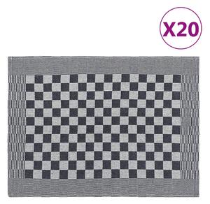 VidaXL Кухненски кърпи 20 бр черно и бяло 50x70 см памук