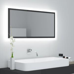 VidaXL LED огледало за баня, сив гланц, 90x8,5x37 см, акрил