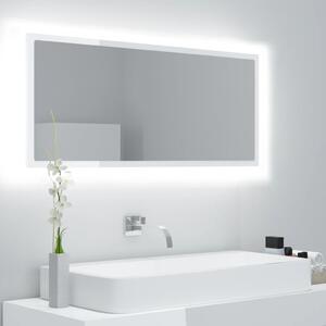 VidaXL LED огледало за баня, бял гланц, 100x8,5x37 см, акрил