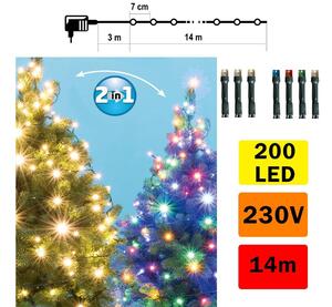 LED Екстериорни Коледни лампички 200xLED/5 функции 17м IP44 топло бели/многоцветни