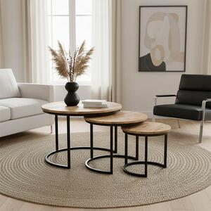Комплект маси за кафе 3 части Frina boho Natural 70x70x45 cm