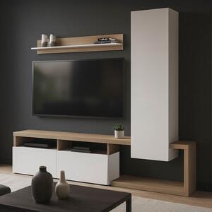 Комплект скрин за телевизор Leganto Бял 220.5x35x197.5 см