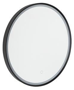 Огледало за баня черно 50 см с LED 3-степенно димиране с докосване кръгло - Miral