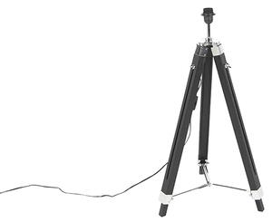 Селска подова лампа черна без абажур - Tripod