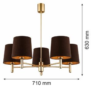 Brilagi - Полилей на тръба MONTE 5xE27/15W/230V кафяв/златист