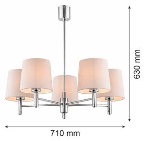 Brilagi - Полилей на тръба MONTE 5xE27/15W/230V бежов/лъскав хром