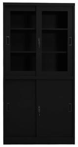 VidaXL Офис шкаф с плъзгаща се врата, черен, 90x40x180 см, стомана