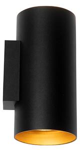 Дизайнерска стенна лампа черна със злато GU10 50mm - Sab