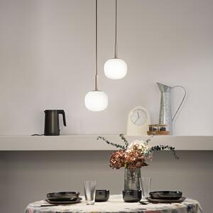 Luce Ambiente Design Висяща лампа „Ерис“, дължина 26 см, кафяво-бяла, метал/стъкло, с 2 лампи, Затъмняване, Кафяв / ръждив, Дневна/трапезария, Алуминий, Модерен
