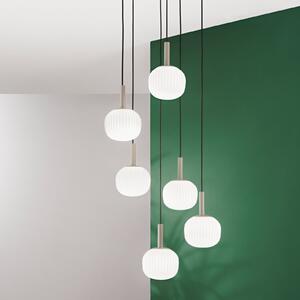 Luce Ambiente Design Висяща лампа „Ерис“, дължина 51 см, кафяво-бяла, метал/стъкло, 6-лампова, Затъмняване, Кафяв / ръждив, Дневна/трапезария, Алуминий, Модерен