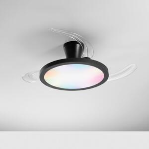 INTEC LED тавански вентилатор Condor, черен, Ø 106 см, CCT RGB, безшумен, Затъмняване, Черен, Дневна/трапезария, Пластмаса, Модерен