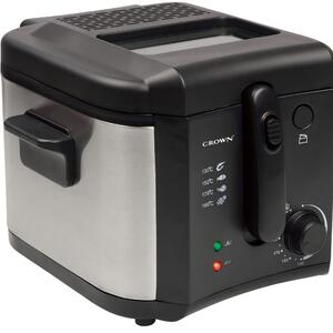 Фритюрник Crown CDF-25L16SP, 2.5 л. вместимост, голям прозорец за лесно следене на готвенето без отваряне, 1600W