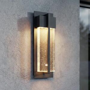 Lucande LED лампа за външна стена Velune, антрацит/прозрачна, 35 см, CCT, Черен, Алуминий, Модерен