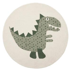 Зелен ръчно изработен детски килим със смес от вълна ø120 cm Theo DIno – OYOY Mini