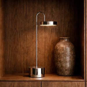 Dyberg Larsen LED настолна лампа с акумулатор MOOVELIGHT, хром, 35 см, Затъмняване, Хром, Дневна/трапезария, Метал, Дизайн