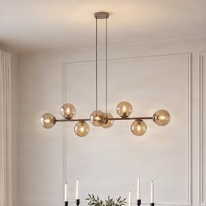 EMIBIG LIGHTING Висяща лампа „Роси“, бежова, дължина 130 см, 8-лампова, стъкло/метал, Затъмняване, Бежов, Дневна/трапезария, Стъкло, Модерен, Глобус