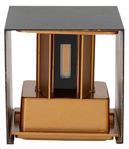 Външна стенна лампа черна със злато с LED 2-светлина IP54 - Edwin
