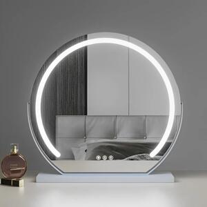Настолно Козметично Огледало с LED осветление Ф40 бяла рамка