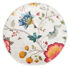 Сив кадифен килим за баня ø 100 cm Vintage Flower – Foutastic