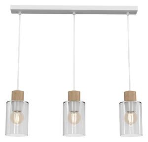 Пендел MADERA 3xE27/60W/230V бял/дървен