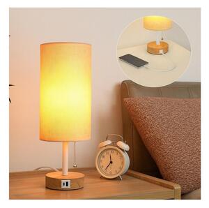 Brilagi - Настолна лампа с USB порт TABLON 1xE27/25W/230V дъб/бял/бежов