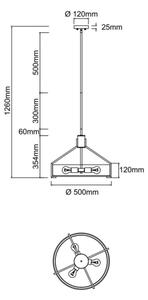 Open Design OR85624 - Полилей с прът DORETTO 4xE27/15W/230V Ø 50 cm, матов хром/бял