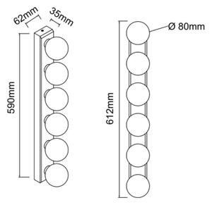 Open Design OR85686 - Стенно осветително тяло MERINO, 6 x G9 (8 W), 230 V, 61 см, IP44, месинг