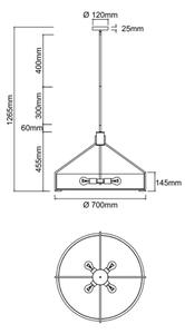 Open Design OR85662 - Полилей на тръба DORETTO 6xE27/15W/230V Ø 70 cm златист/бял