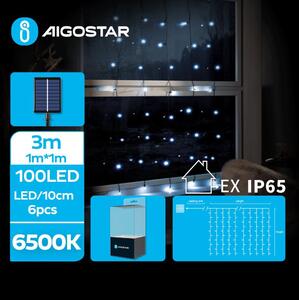 Aigostar - LED соларниr коледни лампички 100xLED/8 функции 4x1 м IP65 студено бял