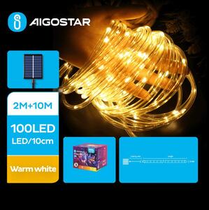 Aigostar - LED соларни коледни лампички 100xLED/8 функции 12 м IP65 топло бял