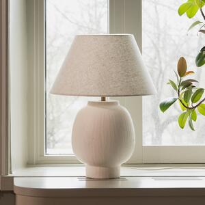 Globen Lighting Настолна лампа „Lorenzo“ от Lighting, бежова, височина 46 см, керамика, Бежов, Дневна/трапезария, Керамика, Скандинавски