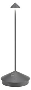 Zafferano Pina 3K LED настолна лампа с акумулатор, тъмно сива, IP54, Затъмняване, Сив, Дневна/трапезария, Алуминий, Модерен