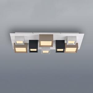 PURE LED таванна лампа Manhatten, многоцветна, 8-лампова, CCT, Затъмняване, Многоцветен, Коридор, Алуминий, Модерен