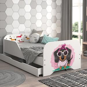 Пълно детско легло 140 x 70 cm с матрак и решетка - SWEET DOG